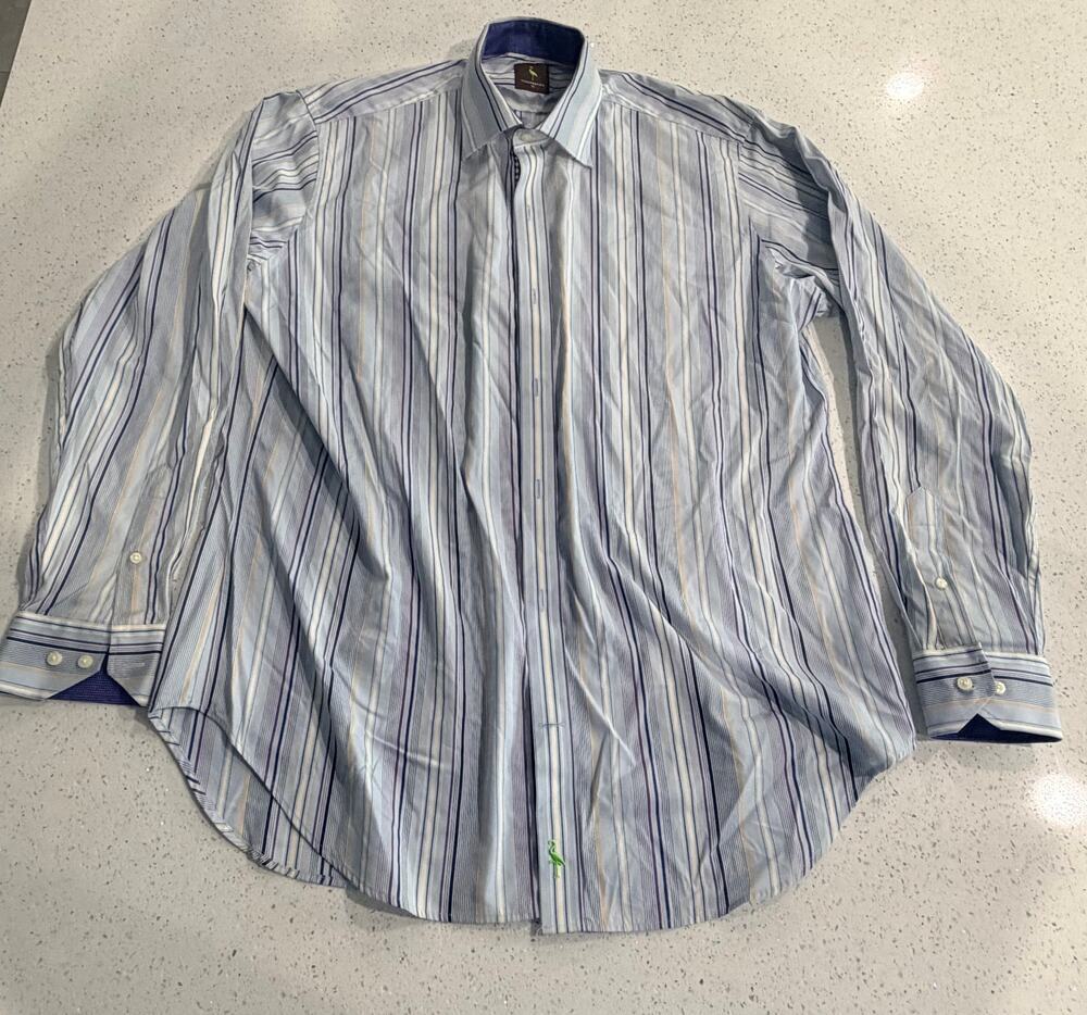 Tailorbyrd Shirt LS Men's Size XL Paisley Flip Cuff Off Collar